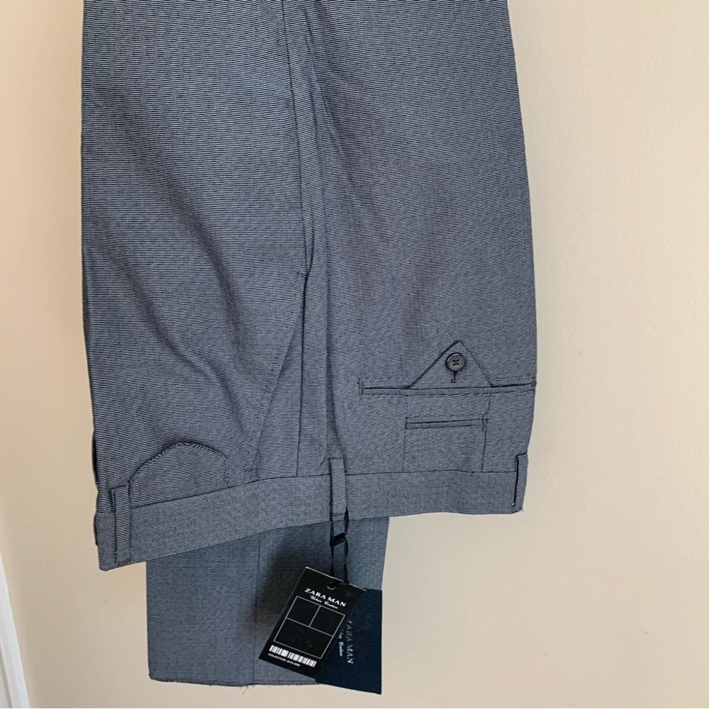 ZARA MEN DRESS PANTS SIZE 31-32 Adjustable Length Dark Grey NWT